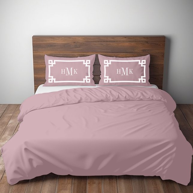 Mauve Griechisch Key Monogram Standard Pillow Case Kissenbezug (Von Creator hochgeladen)