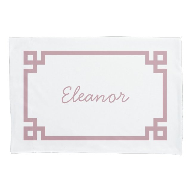 Mauve Griechisch Key Monogram Standard Pillow Case Kissenbezug (Vorderseite)