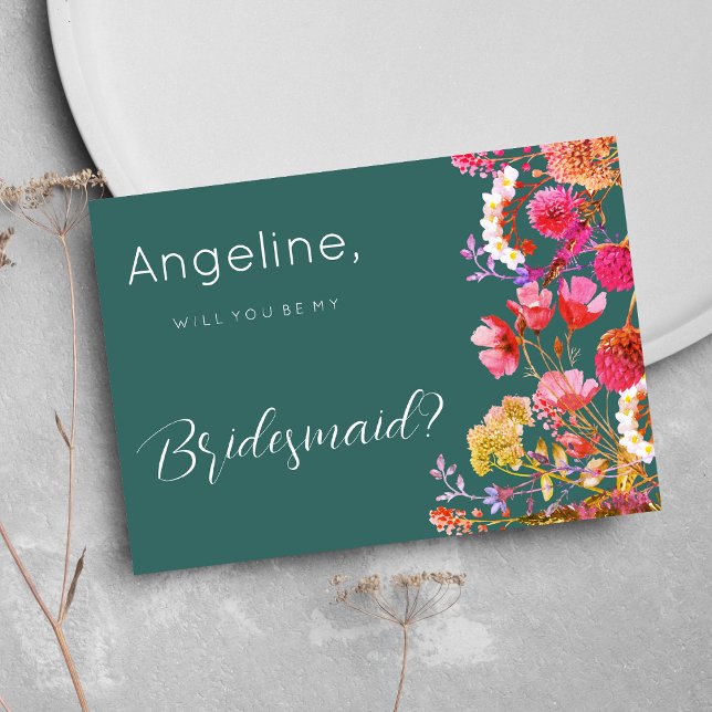 Mauve grün orange rosa gelbe Sommer Brautjungfrau Einladung (Mauve green orange pink yellow summer Bridesmaid )