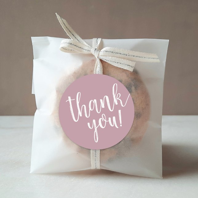 Mauve Hand Letters Script Vielen Dank Runder Aufkleber (Von Creator hochgeladen)