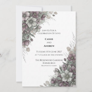 Mauve Hellebore Botanische Hochzeitseinladung Einladung