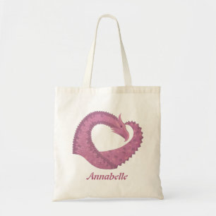 Mauve Herzdrache auf Weiß Tragetasche