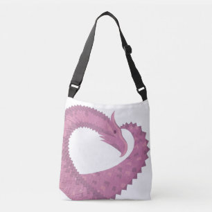 Mauve Herzdrache auf Weiß Tragetaschen Mit Langen Trägern