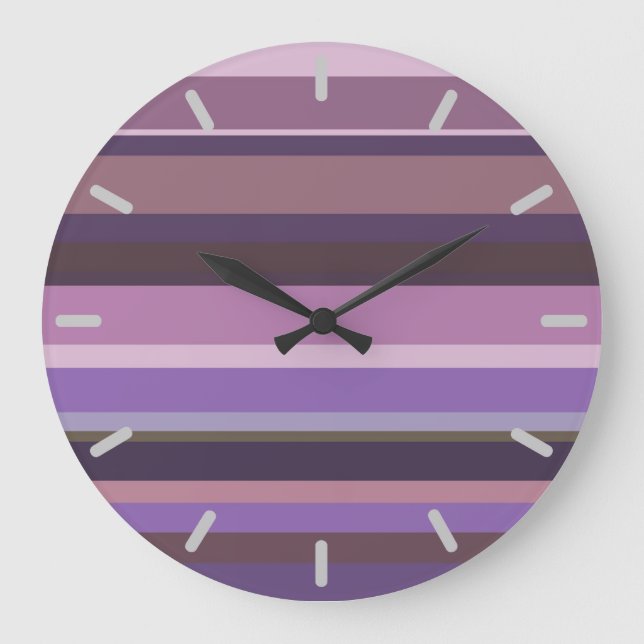 Mauve horizontal stripes große wanduhr (Vorderseite)