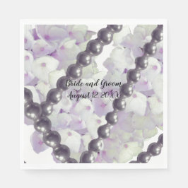 Mauve Hydrangeas und Pearls Wedpaper Napkins Serviette