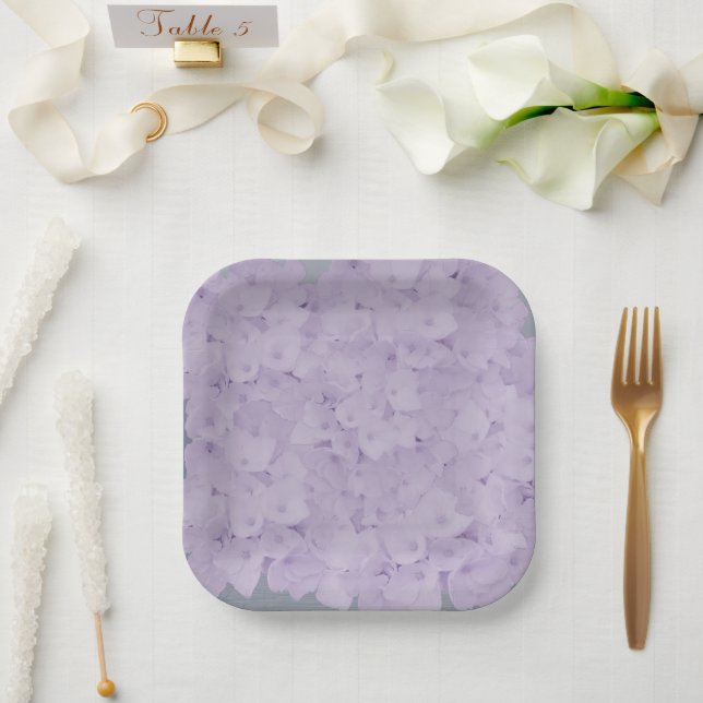 Mauve Hydrangeen Papier Teller (Hochzeit)
