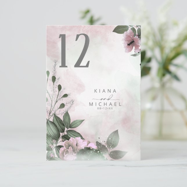 Mauve-ID771 für Kalligrafie-Tischnummer Einladung (Stehend Vorderseite)