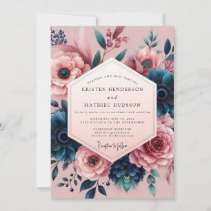 Mauve Indigo Moody Bloom Hochzeit Einladung
