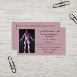 Mauve Internist DR Human Body Internal Medicine Visitenkarte