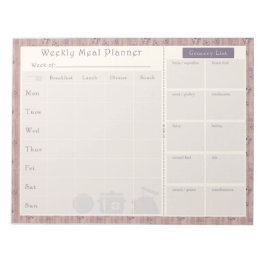 Mauve Kitty Cat Weekly Meal Planner Notizblock