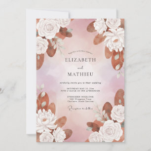 Mauve Kupfer Blütenhochzeit Einladung