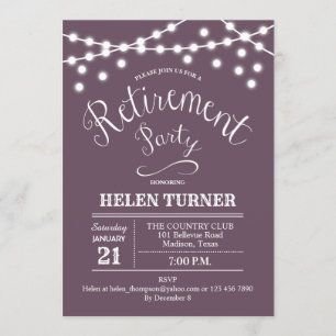 Mauve Lavender Rustic Retirement Party Invitation