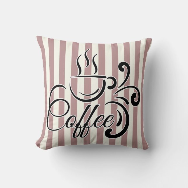 Mauve Lavender Streifen (Kaffee) dekoratives Kisse Kissen (Vorderseite)