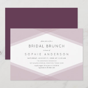 Mauve Layered Geometric Dark Lila Bridal Brunch Einladung