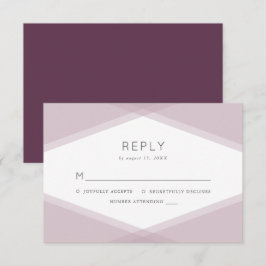 Mauve Layered Geometric & Dark Lila RSVP Karte