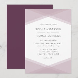 Mauve Layered Geometric & Dark Lila Wedding Einladung