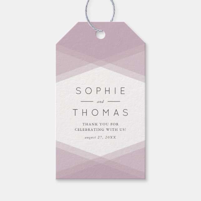 Mauve Layered Geometric & Dark Lila Wedding Geschenkanhänger (Vorderseite)