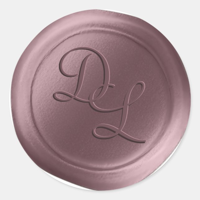 Mauve Lila 2 Letter Monogram Wax Siegel Stickers (Vorderseite)
