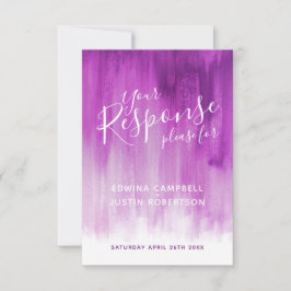 Mauve lila abstrakte Kunst Hochzeit QR-Code RSVP Karte