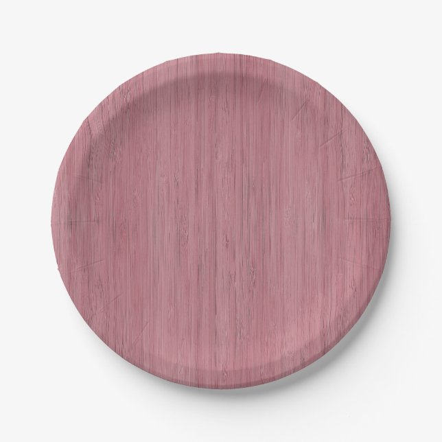 Mauve Lila Bamboo-Holzkörner-Look Pappteller (Vorderseite)