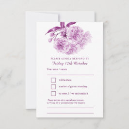 Mauve lila Frühlingsblumenwasserfarbe Hochzeit RSV RSVP Karte