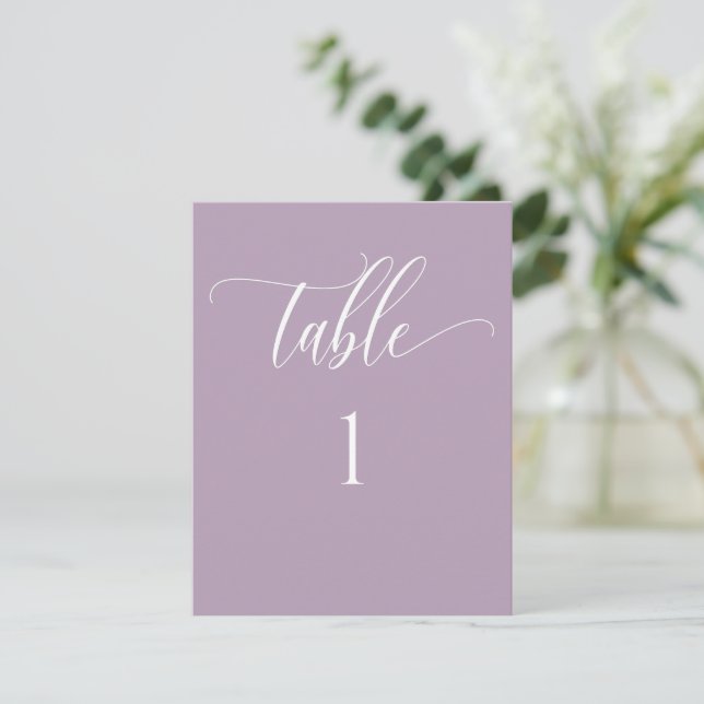 Mauve Lila Moderne Minimalistische Tischnummer (Stehend Vorderseite)