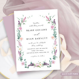 Mauve, Lila Pastel, zarte Blumenhochzeit Einladung