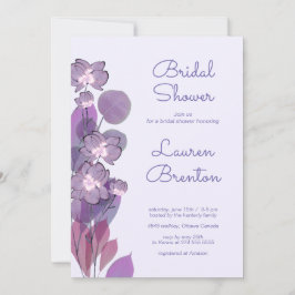 Mauve lila periwinkle blumengeschmücktes Brautpart Einladung