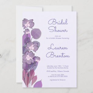 Mauve lila periwinkle blumengeschmücktes Brautpart Einladung