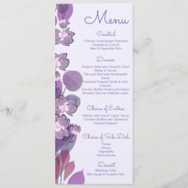 Mauve lila periwinkle blumenreiche Hochzeit Menükarte