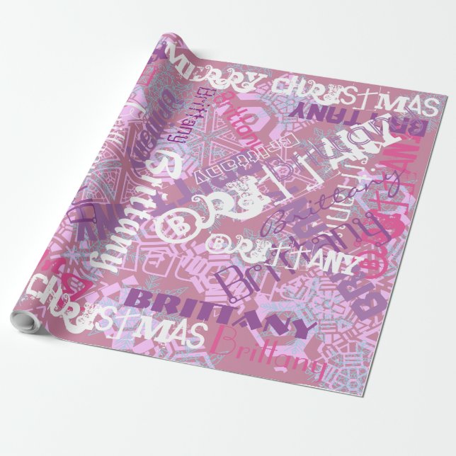 Mauve Lila rosa Namensmuster jedes Mal Geschenkpapier (Ungerollt)