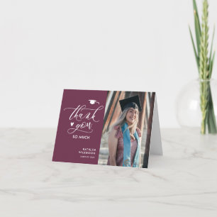 Mauve Lila Script Minimalistisch Foto Abschluss Dankeskarte