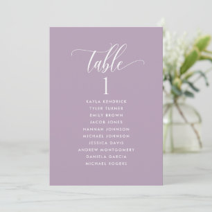 Mauve Lila Siteplan-Karten mit Gästennamen