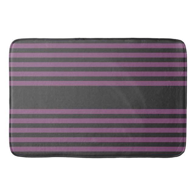 Mauve lila und Holzkohle 5 Streifen Muster Badematte (Vorderseite)