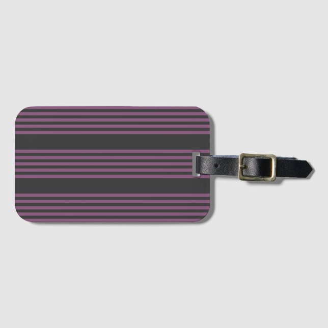 Mauve lila und Holzkohle 5 Streifen Muster Gepäckanhänger (Vorderseite (Horizontal))