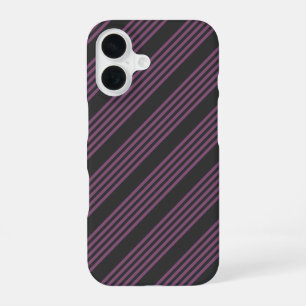 Mauve lila und Holzkohle 5 Streifen Muster iPhone 16 Hülle