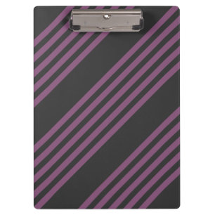 Mauve lila und holzkohle fünf Streifen Muster Klemmbrett