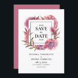 Mauve Lila Watercolor Hydrangeas Blumenrahmen Save The Date<br><div class="desc">Mit diesen eleganten, blumengeschmückten Save the Date Flachkarten verkünden Sie Ihr Hochzeitstag. Es zeigt Aquarellbilder von Hydrangeas und lila Blumenrahmen. Persönlich gestalten, indem Sie Ihre Namen, das Hochzeitstag, den Hochzeitsort und andere Details hinzufügen. Sie können die Rückseite der Einladung durch Hinzufügen eines Fotos oder eines anderen Bildes anpassen. Diese blumengeschmückte...</div>