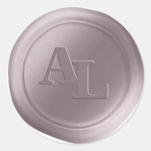 Mauve Lila Wax Siegel Monogram Wedding Stickers