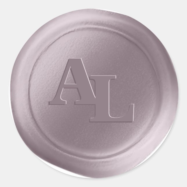 Mauve Lila Wax Siegel Monogram Wedding Stickers (Vorderseite)