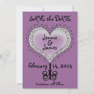 Mauve Lila Wedding Save the Date Card Einladung