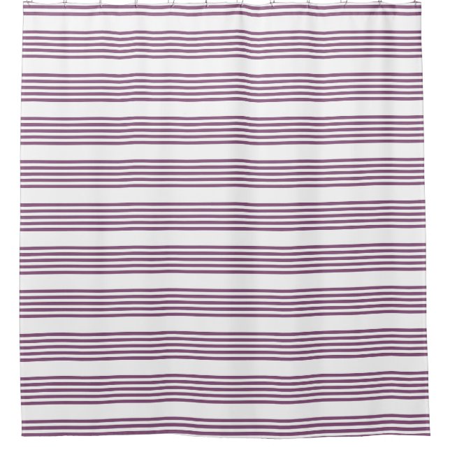 Mauve lila-weiß-Streifen Muster Duschvorhang (Vorderseite)