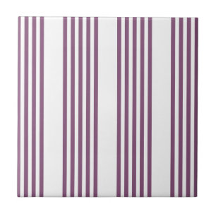 Mauve lila-weiß-Streifen Muster Fliese