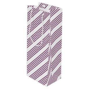 Mauve lila-weiß-Streifen Muster Geschenktüte Für Weinflaschen