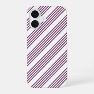 Mauve lila-weiß-Streifen Muster iPhone 16 Hülle
