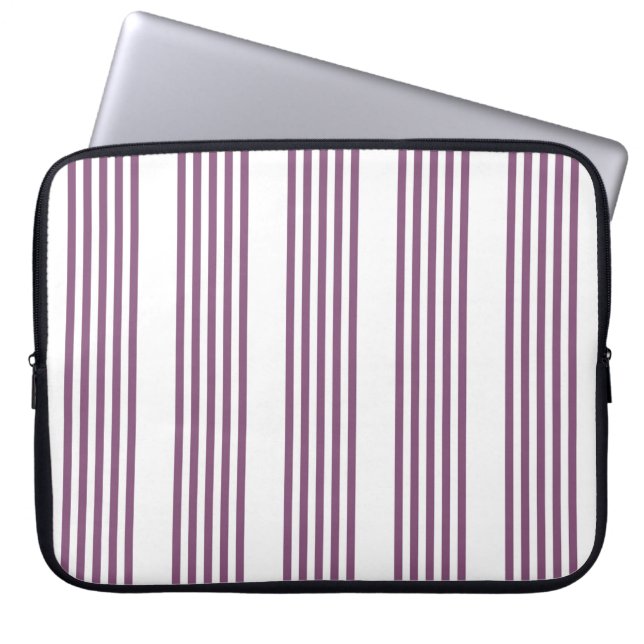 Mauve lila-weiß-Streifen Muster Laptopschutzhülle (Vorderseite)