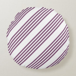 Mauve lila-weiß-Streifen Muster Rundes Kissen