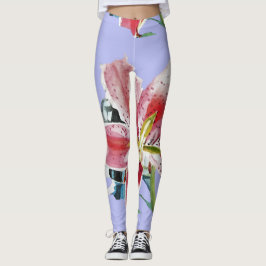 Mauve Lilac Lily Blütenkunst Aquarell Leggings