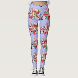 Mauve Lilac Lily Blütenkunst Aquarell Leggings
