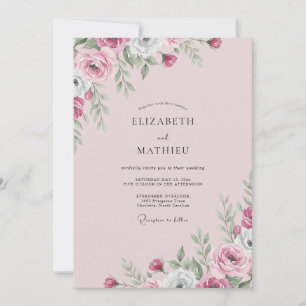 Mauve Magenta Blütenhochzeit Einladung
